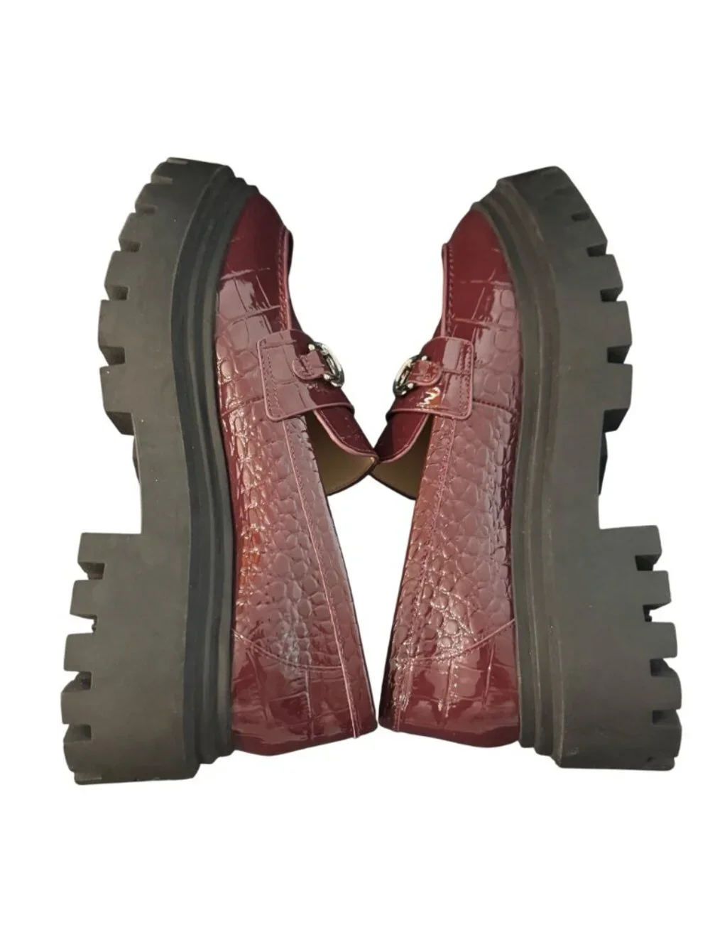 Stuart Weitzman Owen Buckle Ultra Lug Loafer Women's Burgundy Shoe 5.5B NWOB